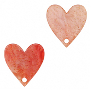 Colgantes de resina corazón Rojo coral