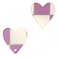 Colgantes de resina corazón Púrpura-beige