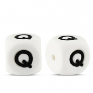 Abalorios letras de silicona Q Blanco-negro