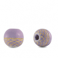 Abalorios de madera redondos 10mm con patrón Morado claro