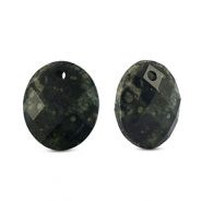 Colgantes de piedra natural Vidrio &oacute;valo Negro-gris