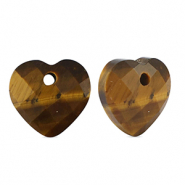 Colgante de piedra natural Ojo de tigre coraz&oacute;n Marr&oacute;n dorado