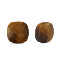Abalorios de piedra natural Ojo de tigre cuadrados Marrón dorado