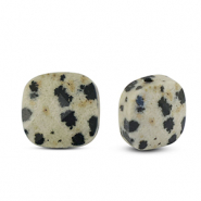 Abalorios de piedra natural Dálmata cuadrados Greige-negro