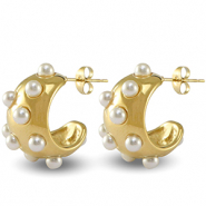 Pendientes Acero Inox Imitación de perlas Dorado