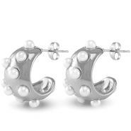 Pendientes Acero Inox Imitación de perlas Plateado