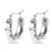 Pendientes Acero Inox Imitación de perlas Plateado