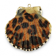 Colgantes concha especial Concha de venera leopardo Marr&oacute;n cobrizo-dorado