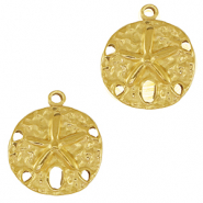 Colgantes Acero Inox redondo estrella de mar Dorado