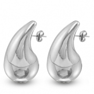 Pendientes Acero Inox gota Plateado