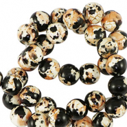 Abalorios de cer&aacute;mica 6mm Negro-crema