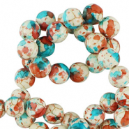 Abalorios de cer&aacute;mica 6mm Blanco-rojo azul
