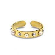 Anillos Acero Inox  perlas Dorado