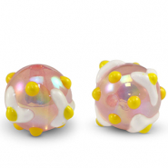 Abalorios acrílicos puntos Rosa claro-amarillo