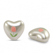 Abalorios acrílicos corazón Perla-blanco