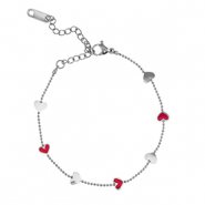 Pulseras Acero Inox coraz&oacute;n Plateado