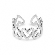 Anillos Acero Inox coraz&oacute;n Plateado