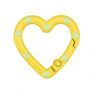 Fornituras coloridas anilla de llavero coraz&oacute;n Amarillo-verde