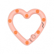 Fornituras coloridas anilla de llavero coraz&oacute;n Rosa-naranja