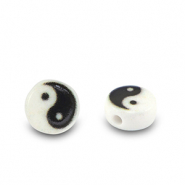 Abalorios letras acr&iacute;licas Yin & Yang Blanco-negro