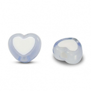 Abalorios acr&iacute;licos coraz&oacute;n Azul claro-blanco