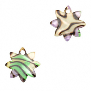 Colgantes de resina flor Multicolor p&uacute;rpura-verde