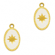 Colgantes Acero Inox oval sol Dorado-blanco