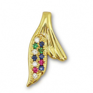 Metal TQ latón colgante aleta Dorado-multicolor