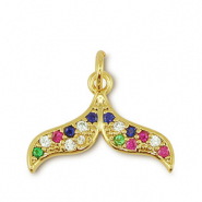 Metal TQ latón colgante cola Dorado-multicolor