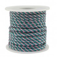Cord&oacute;n trenzado trendy 3.5mm Azul-rosa-plateado