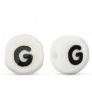 Abalorios letras de cerámica G Blanco-negro