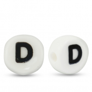 Abalorios letras de cerámica D Blanco-negro