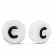 Abalorios letras de cerámica C Blanco-negro