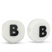 Abalorios letras de cerámica B Blanco-negro