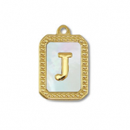 Colgante Acero Inox concha letra J Dorado-blanco (color natural)