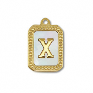 Colgante Acero Inox concha letra X Dorado-blanco (color natural)