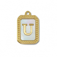 Colgante Acero Inox concha letra U Dorado-blanco (color natural)