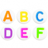 Abalorios letras acr&iacute;licas mix Blanco-multicolor