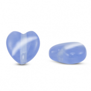 Abalorios de cristal Ojo de gato corazon Azul lavanda