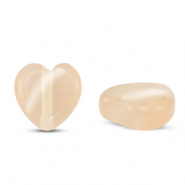 Abalorios de cristal Ojo de gato corazon Naranja melocot&oacute;n
