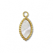 Colgante Acero Inox concha ovalado Dorado-blanco (color natural)