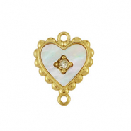Colgantes / entrepieza Acero Inox concha corazón Dorado-blanco (color natural)