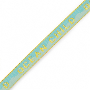 Cinta con texto "Ocean child" Azul-dorado