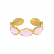 Anillos Acero Inox esmalte ovalado Lila-dorado