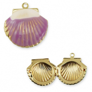 Metal TQ lat&oacute;n colgante conchas Dorado-p&uacute;rpura