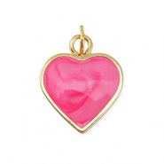 Metal TQ lat&oacute;n colgante coraz&oacute;n Dorado-rosa oscuro m&aacute;rmol