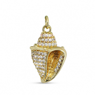 Metal TQ lat&oacute;n colgante zirconia conchas Dorado