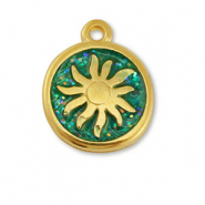 Colgantes metálicos DQ soleil Dorado-glitter turquesa (sin níquel)