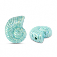Abalorios de cer&aacute;mica griega DQ conchas Azul turqueza