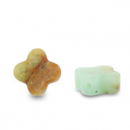 Piedras Naturales abalorios Amazonita tr&eacute;bol Verde turquesa multicolor